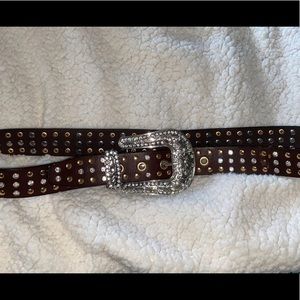 Studded Silver, Gold and Brown Belt